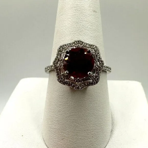NWT 2.77ct genuine ruby with double halo diamonds in 14k white gold ring! - Picture 15 of 15